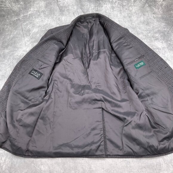 Lauren Ralph Lauren Blazer Men 42L Blue Brown‎ Glen Plaid Classic Career Wool - Picture 10 of 14